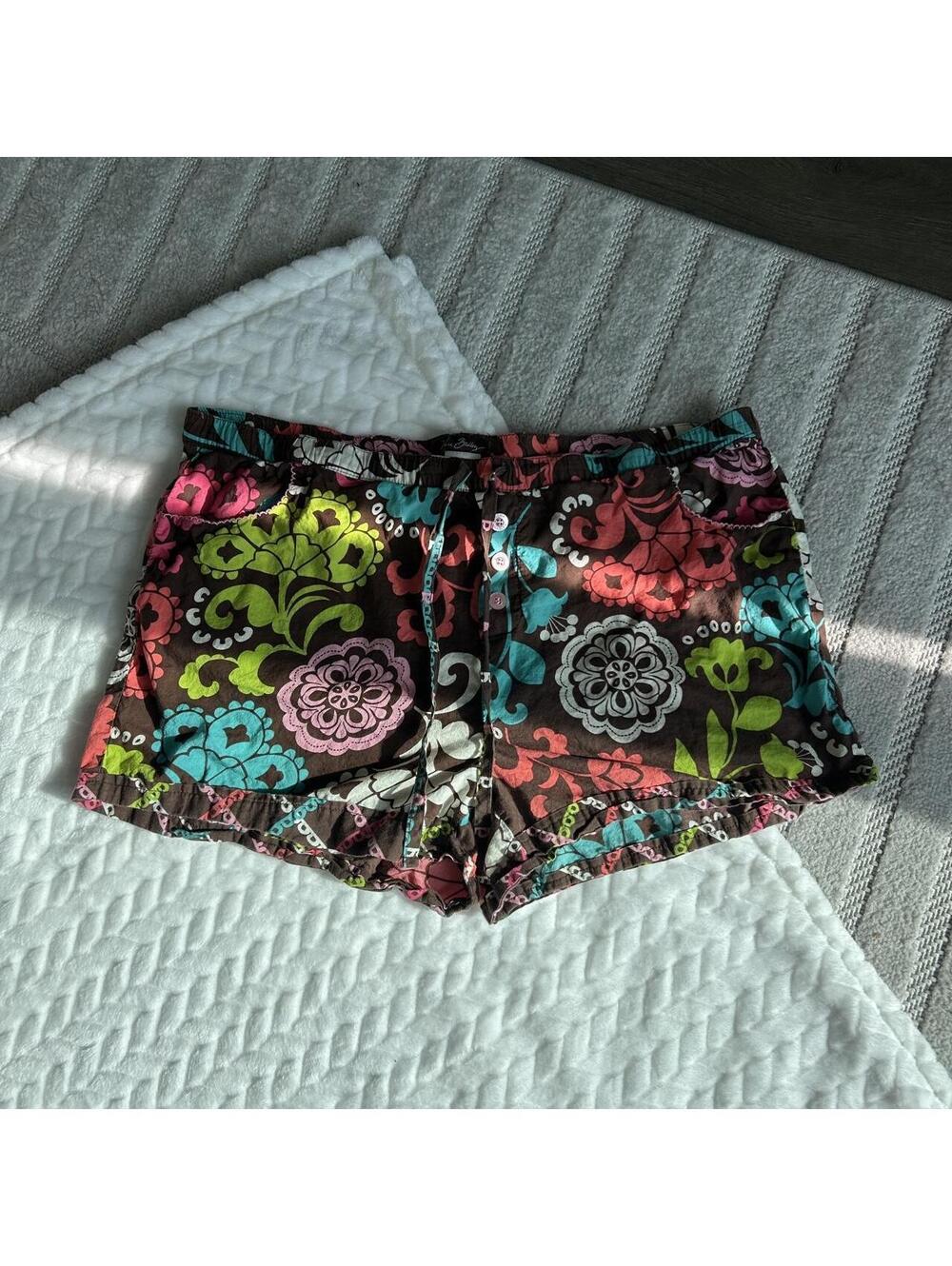 Y2K Vera Bradley cotton shorts with multicolored floral and paisley design